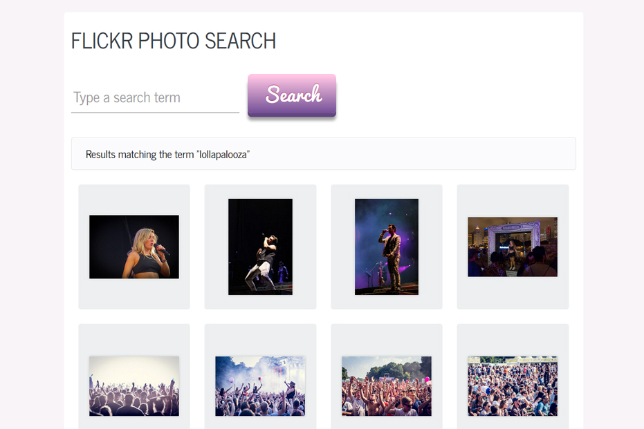 Flickr photo search screen cap