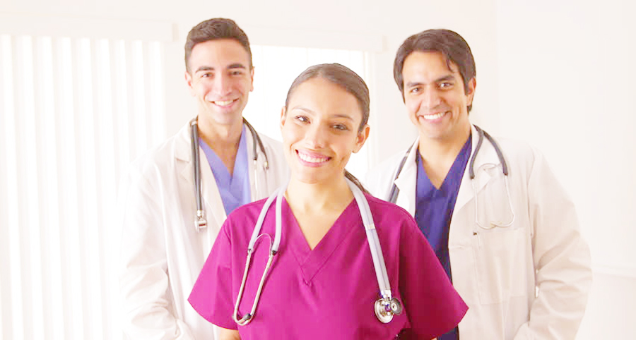 stock photo of image of smiling doctors and nurses
