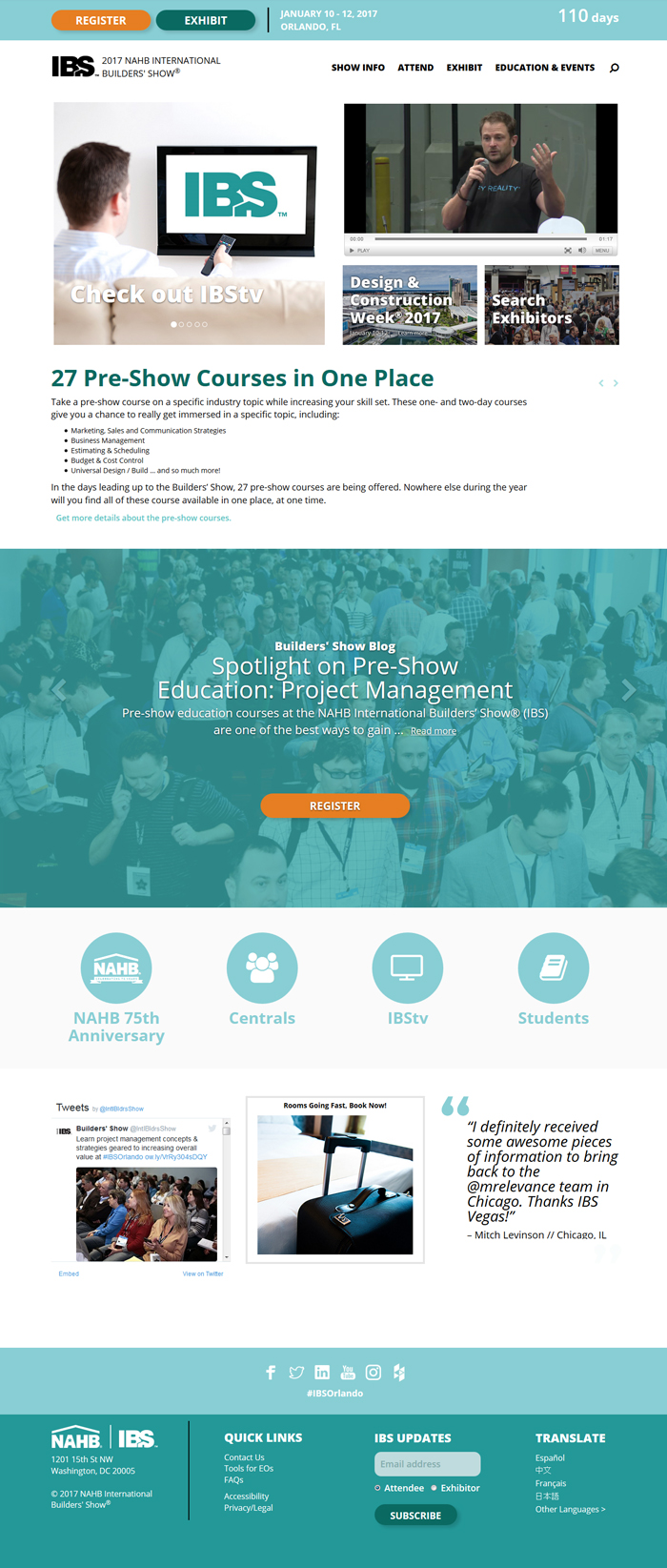 NAHB International Builders' Show 2017 screenshot - homepage