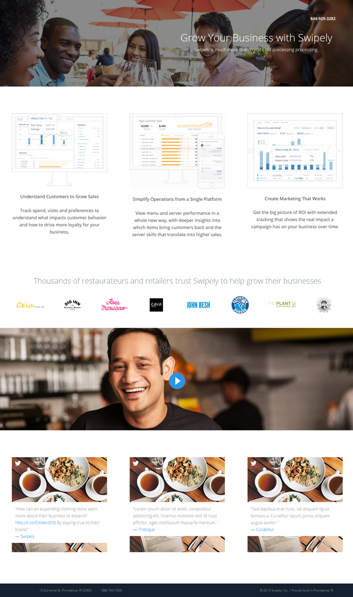 Upserve marketing landing page template screenshot - full
