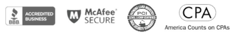 Better Business Bureau Accredited, Verisign Trusted, McAfee Secure, PCI Compliant